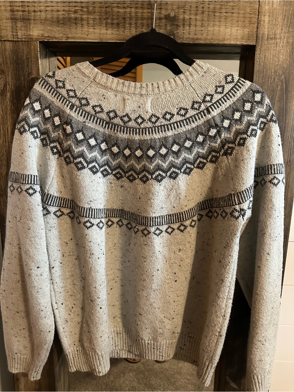 Weatherproof Vintage Women’s XL Fair Isle Sweater Gray Nordic Crewneck Pullover - Picture 2 of 7